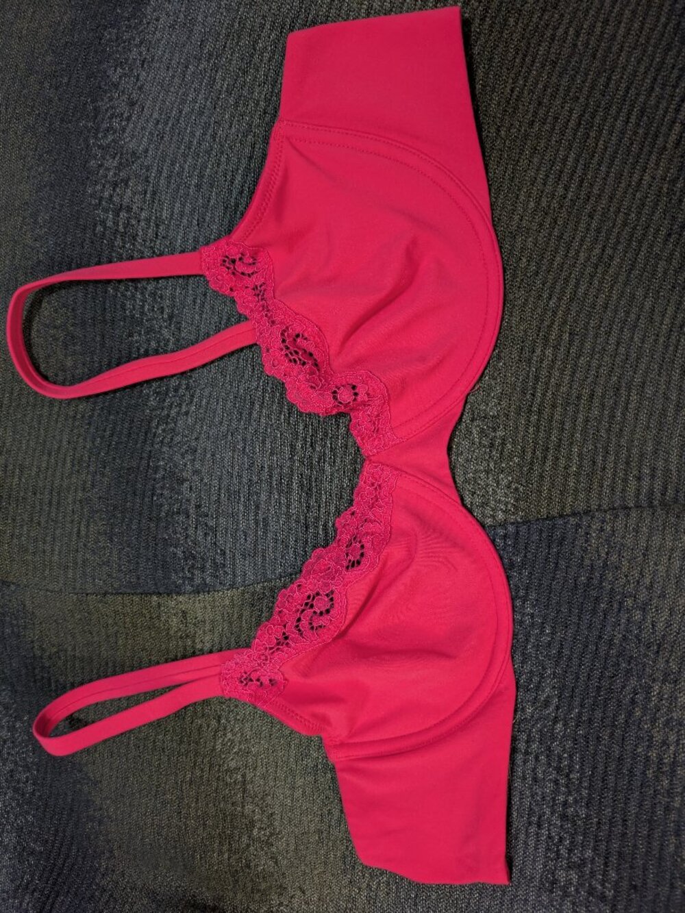 SKIMS Full-Coverage Lace Trim Bra Hot Pink Plus Size 42A